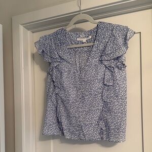 Veronica Beard Light Blue Floral Blouse